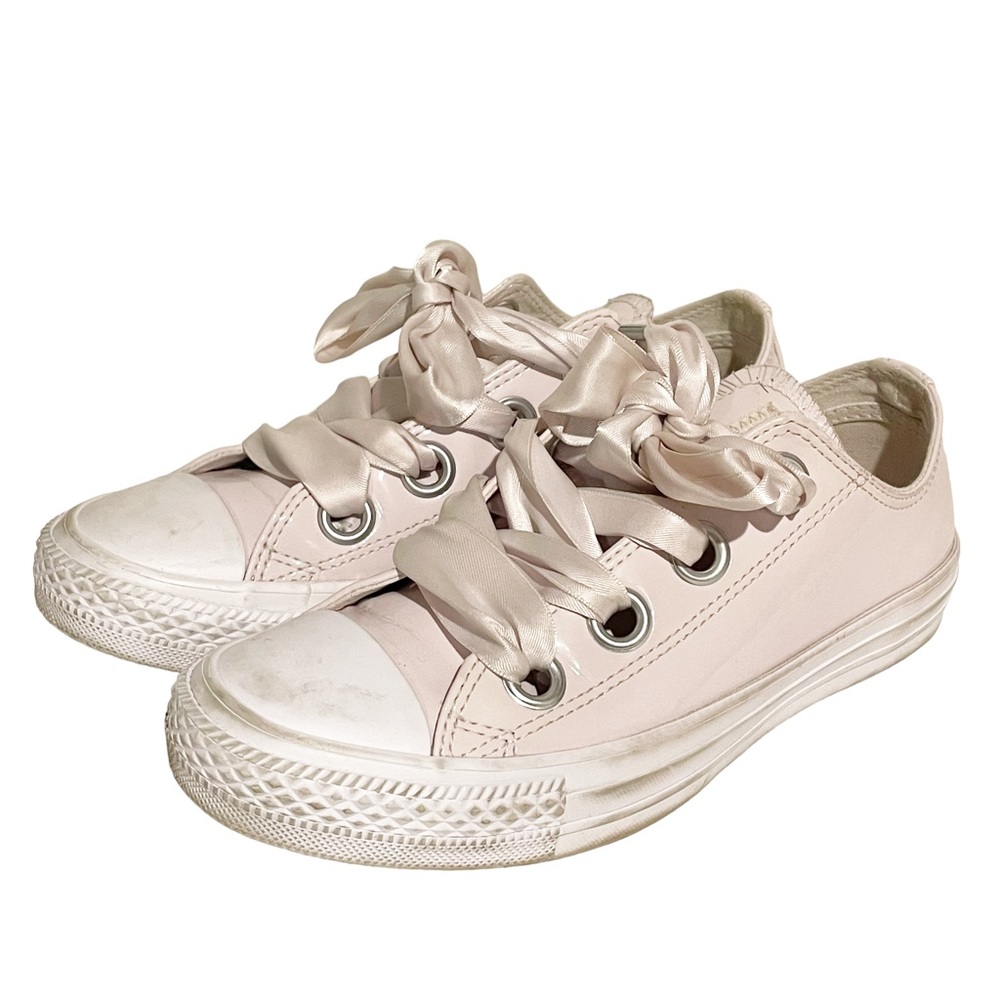 Converse All Star Size 6 Ballet Pink Patent Leather Sneakers Ribbon Shoe‎ Low